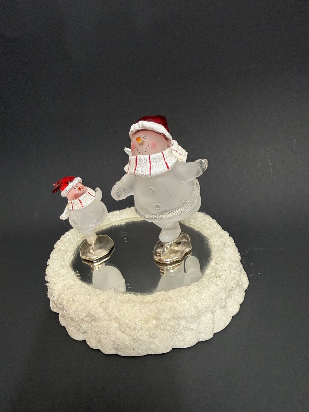 Vintage Holiday Glass Snowman Figurine Set - White & Red